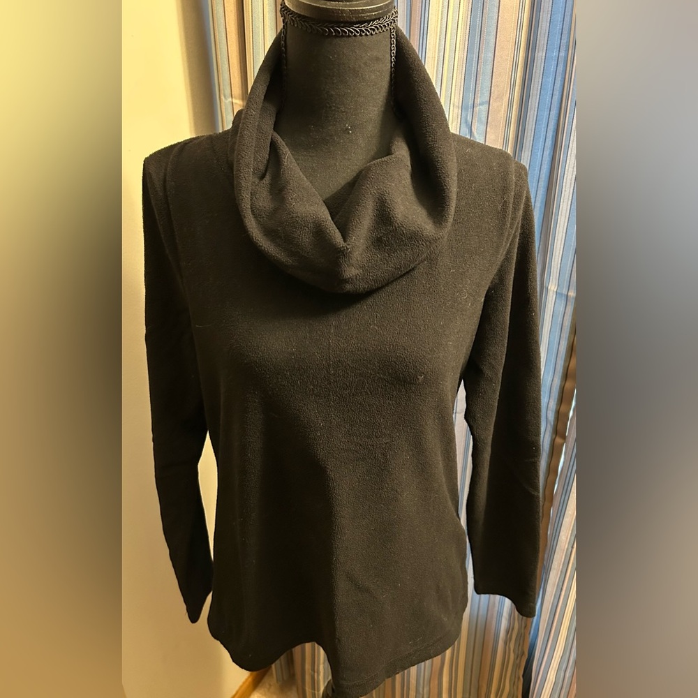 Women's Black Cowl Neck Long-Sleeve fleece